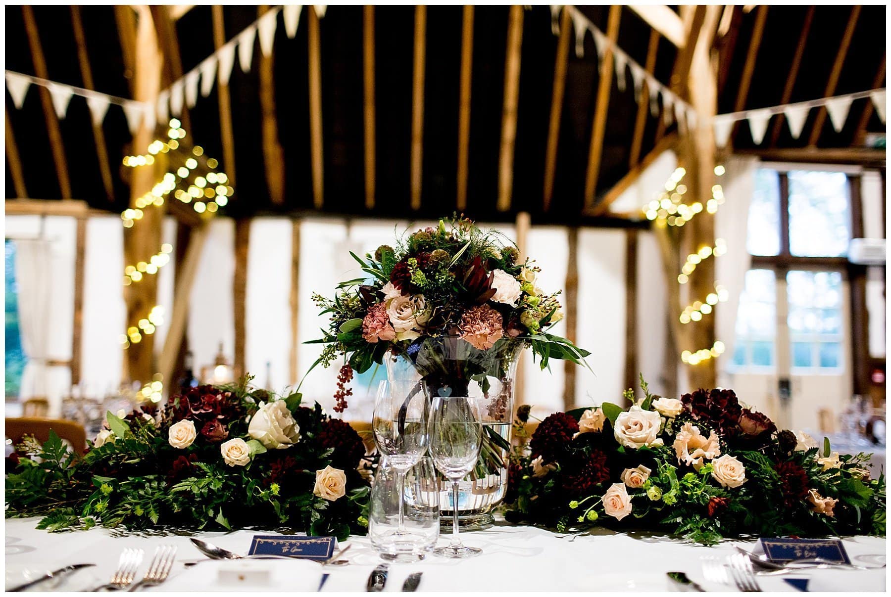 winter clock barn wedding