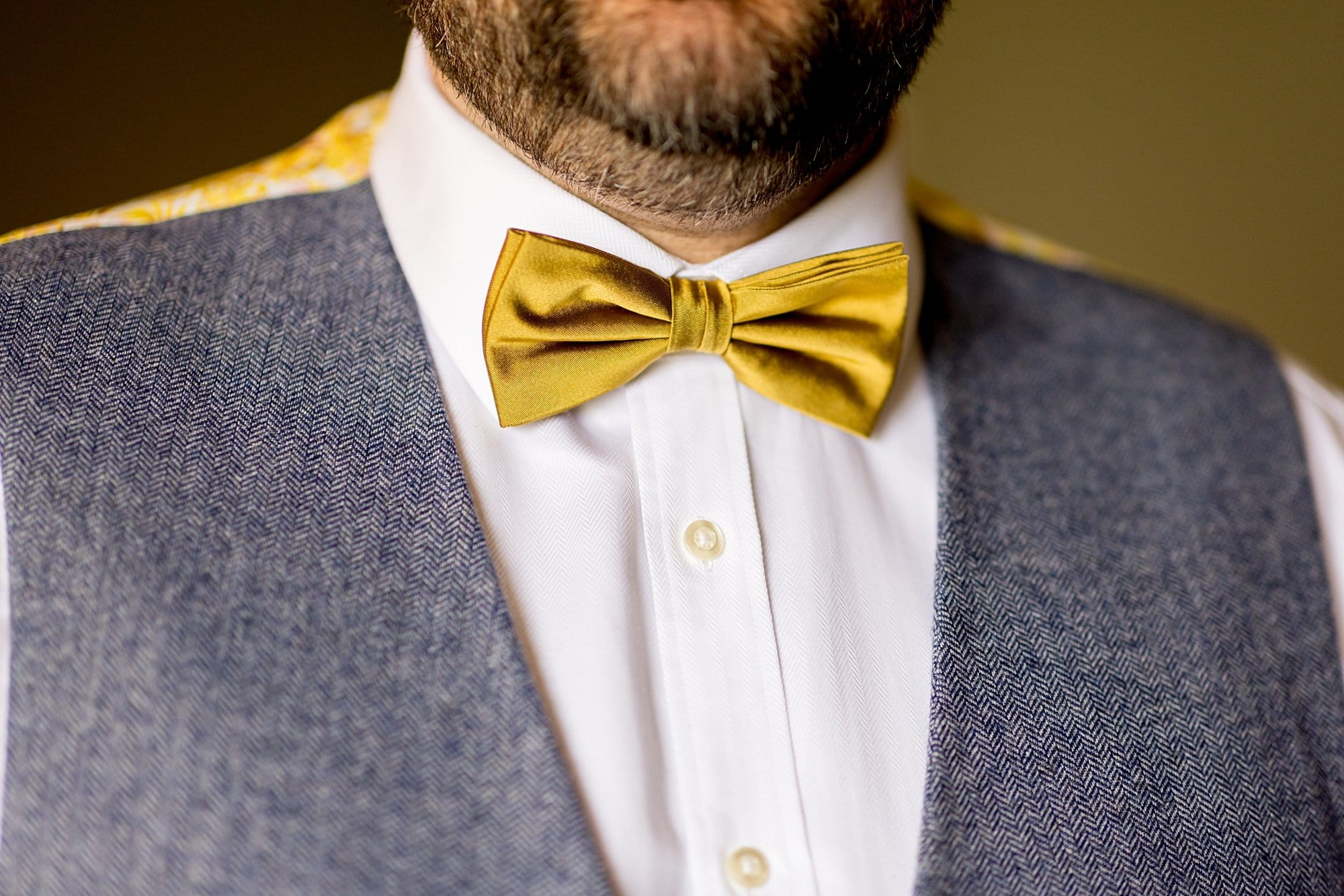burley manor lgbtq tropical wedding mustard velvet bowtie