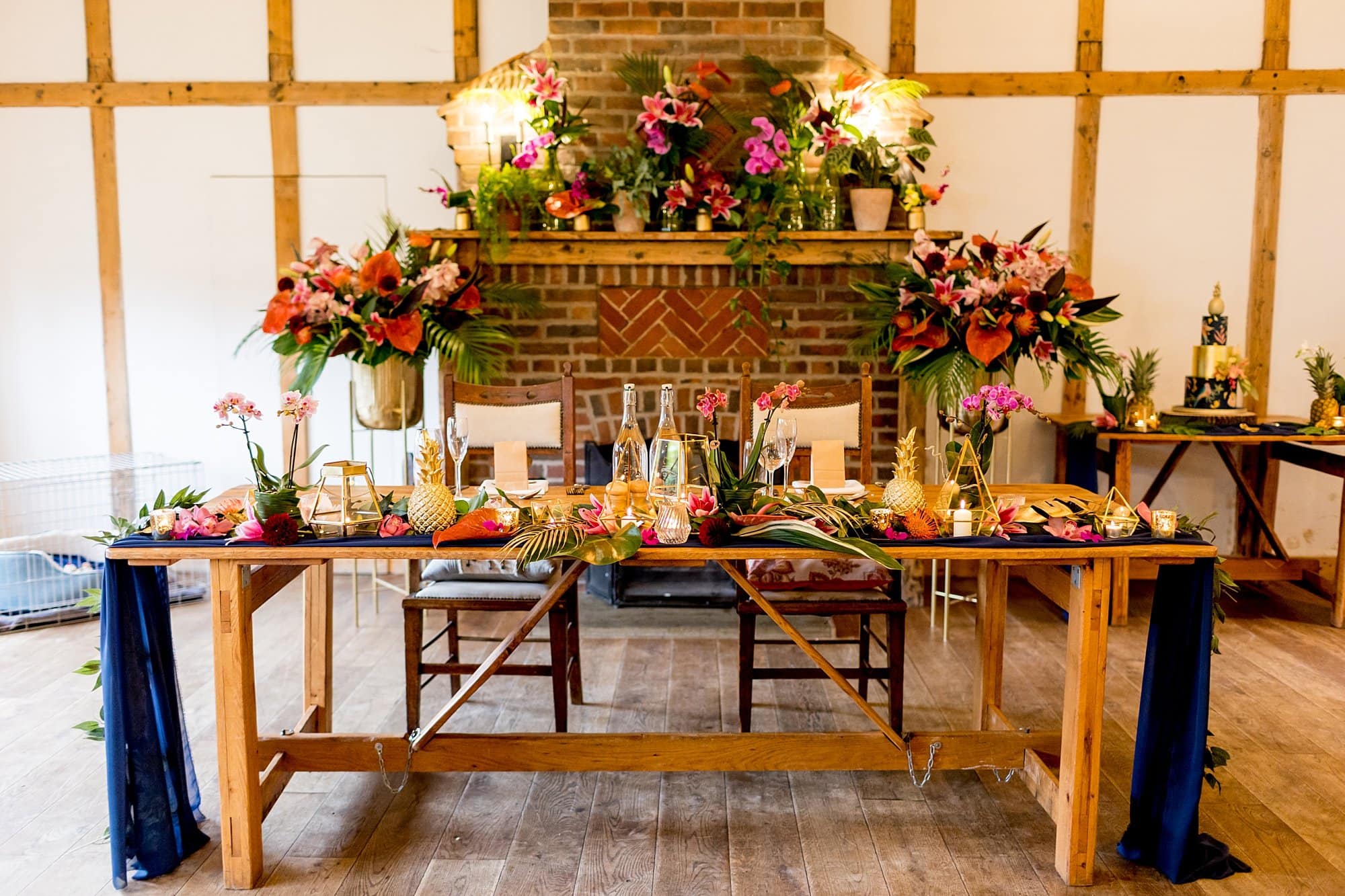burley manor lgbtq colourful tropical wedding tablescape styling