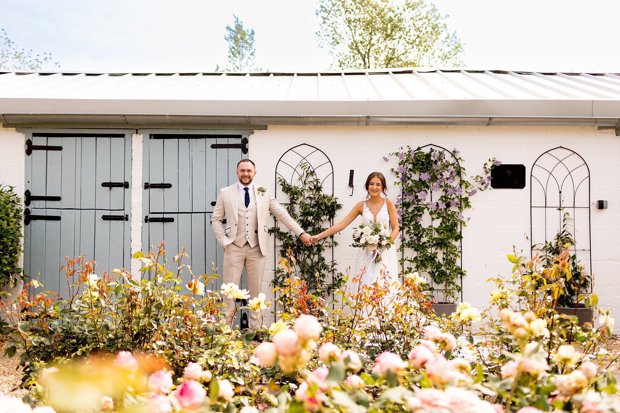 chic styled wedding southend barns gardens bride groom portrait