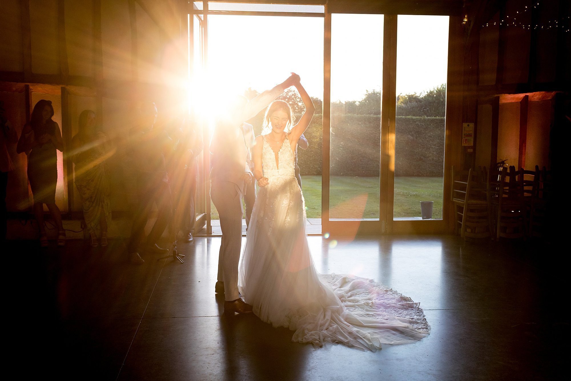 chic styled wedding southend barns sunset first dance
