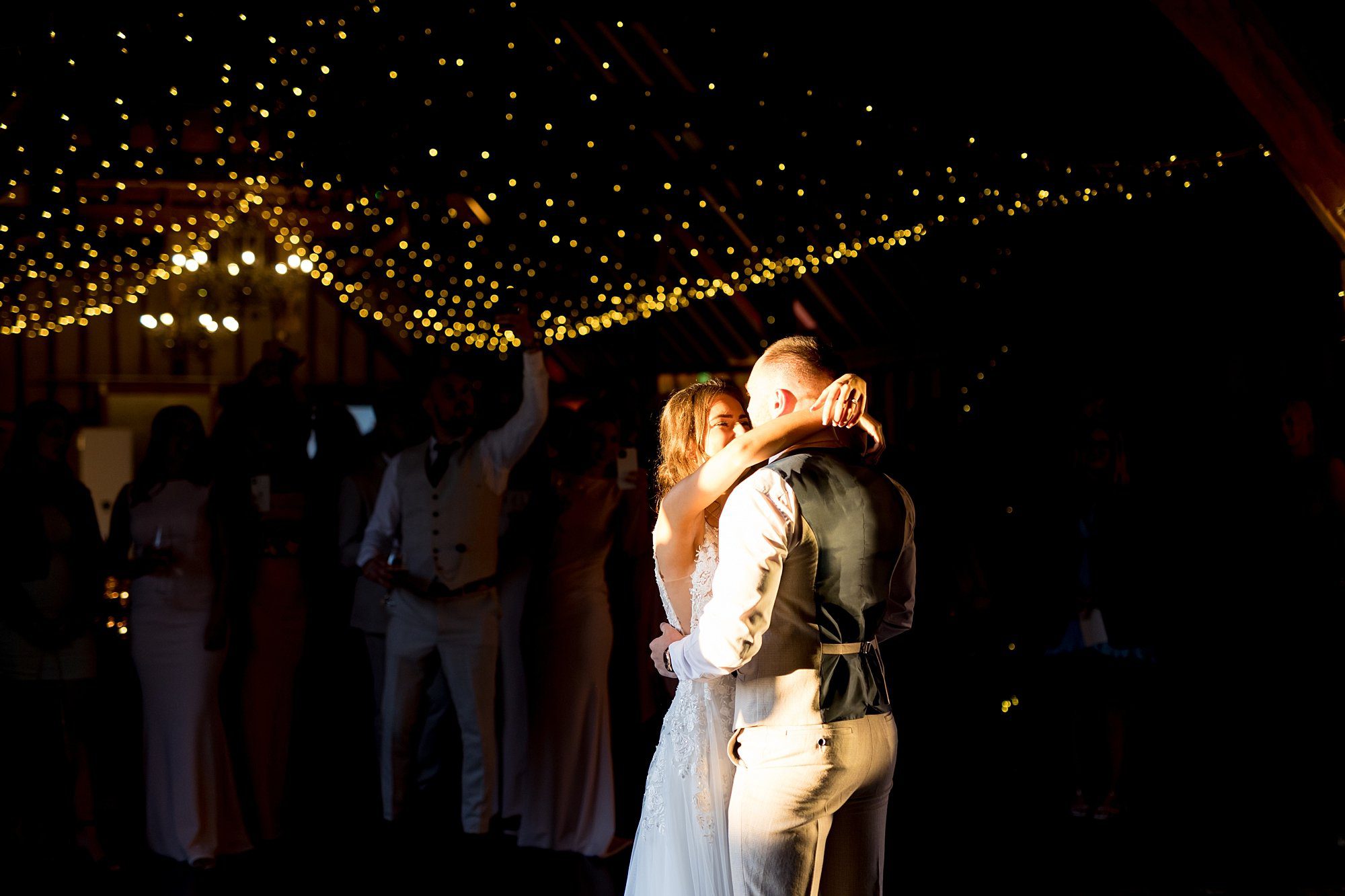chic styled wedding southend barns sunset first dance