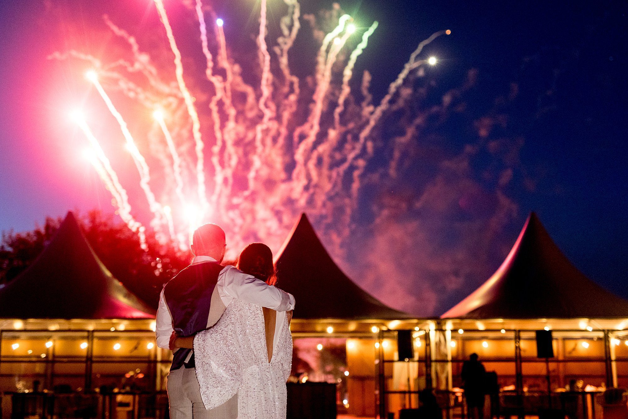 chic styled wedding southend barns fireworks