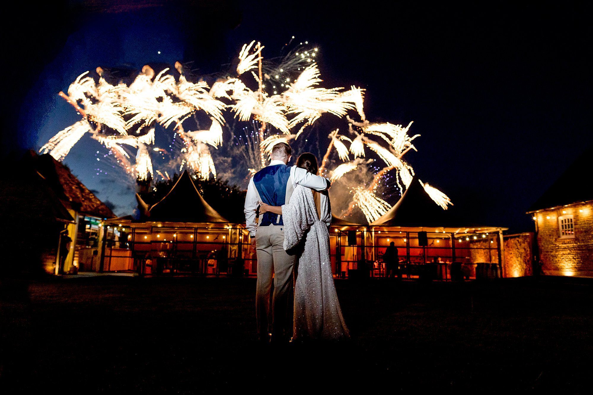 chic styled wedding southend barns fireworks