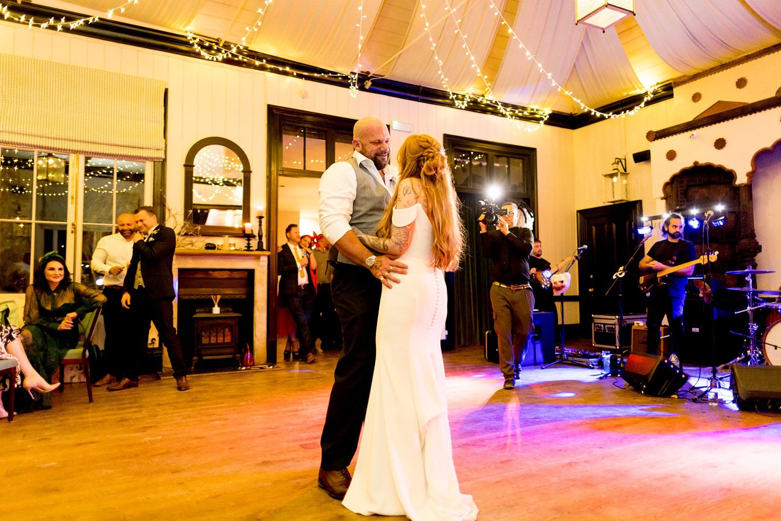 Couple first dance at wedding reception 