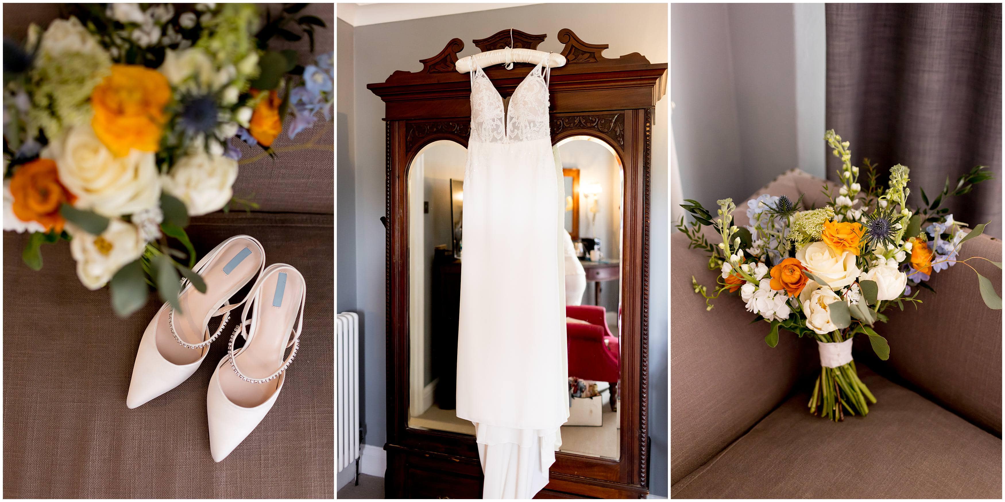 Colourful wedding flowers at Burley Manor