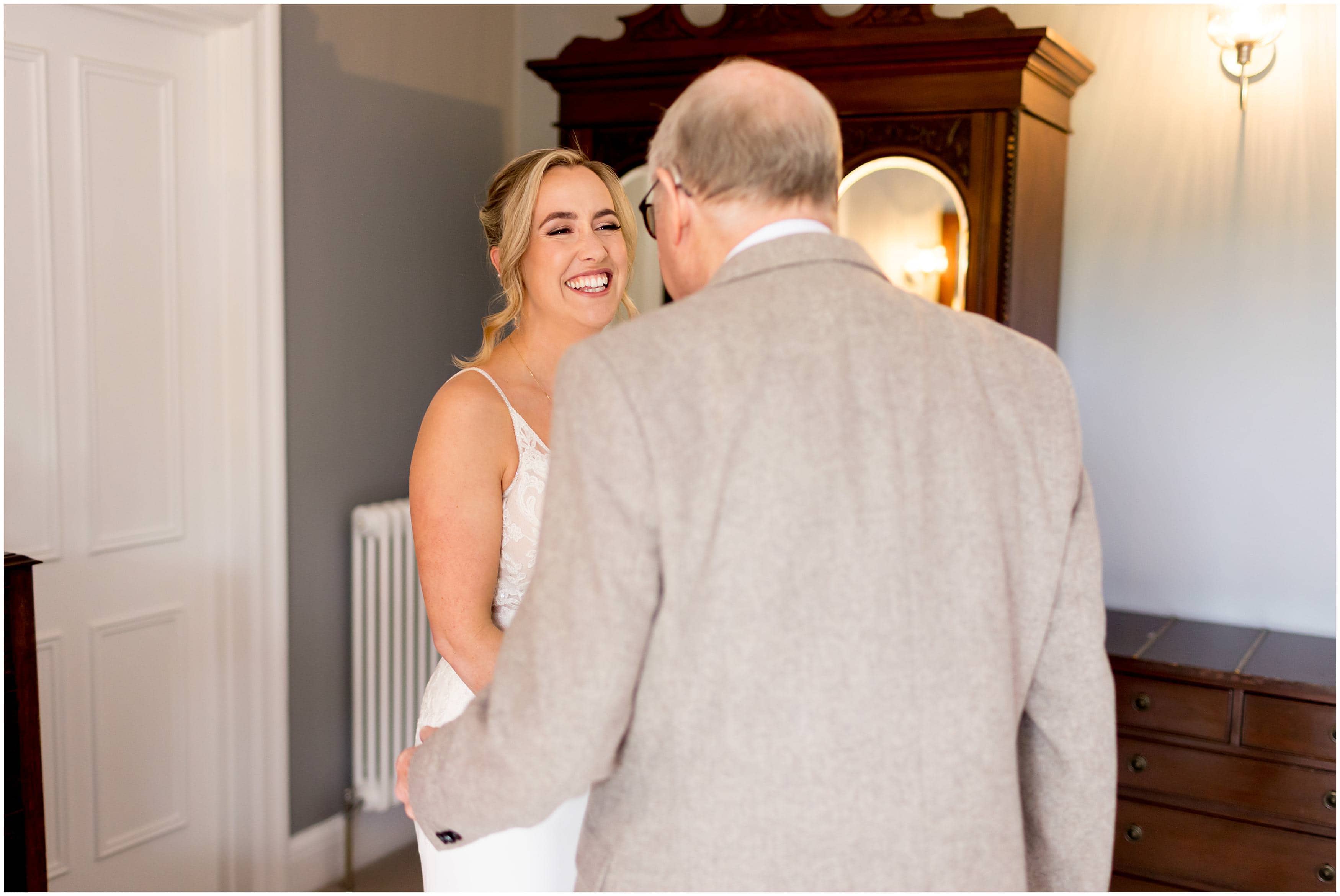 Bride and father on wedding morning