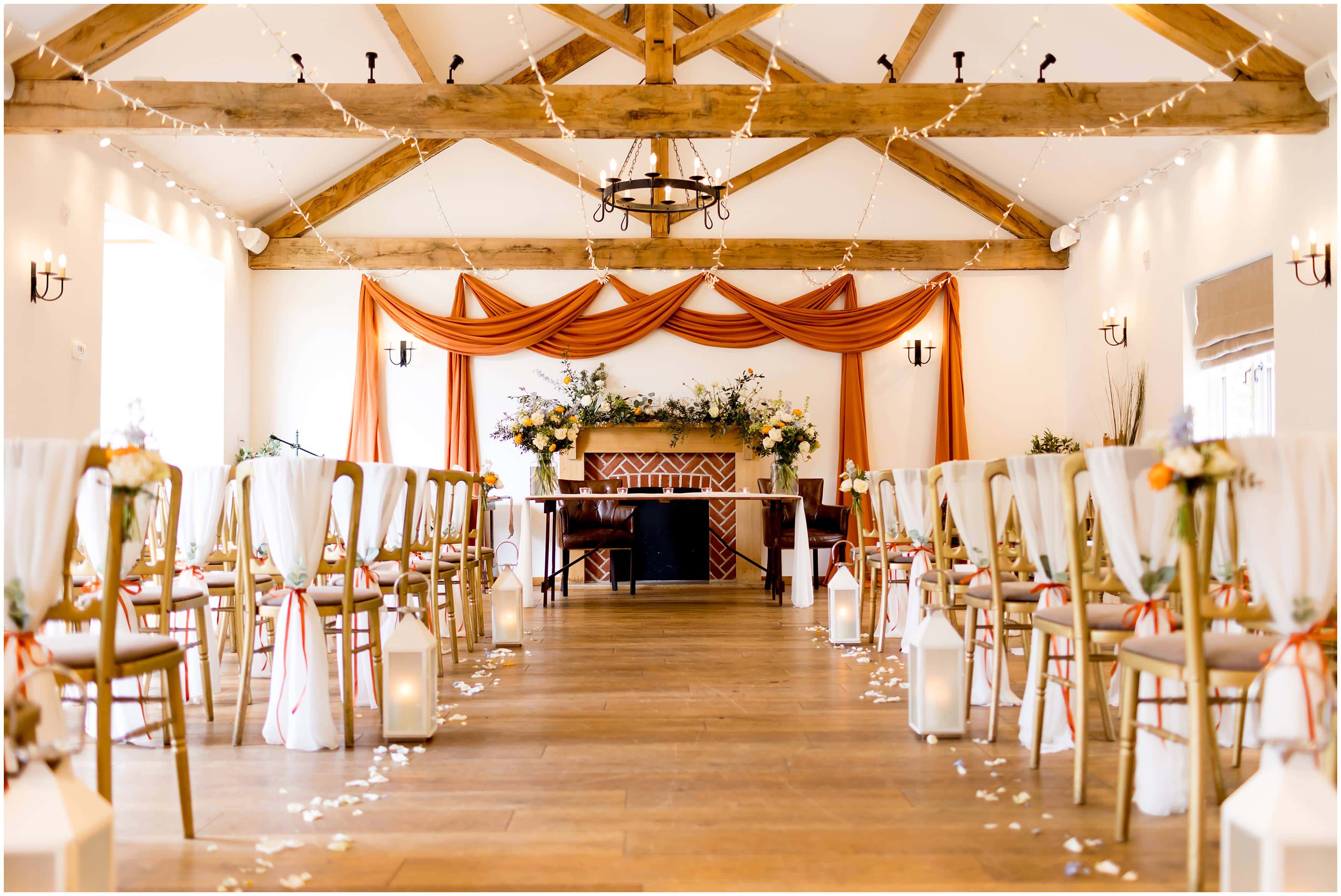 Elegant ceremony decor at Burley Manor