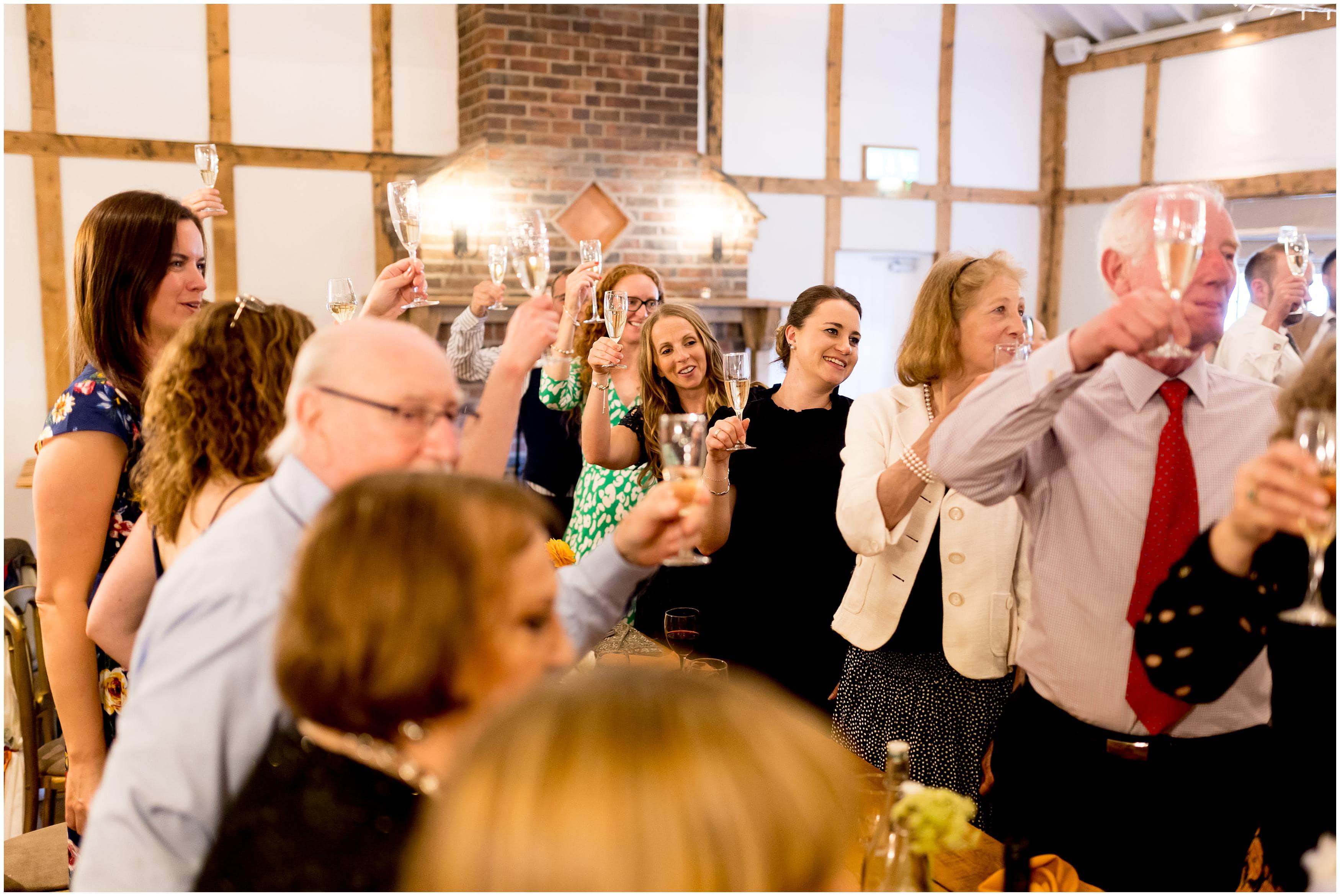 Champagne toast at wedding reception 