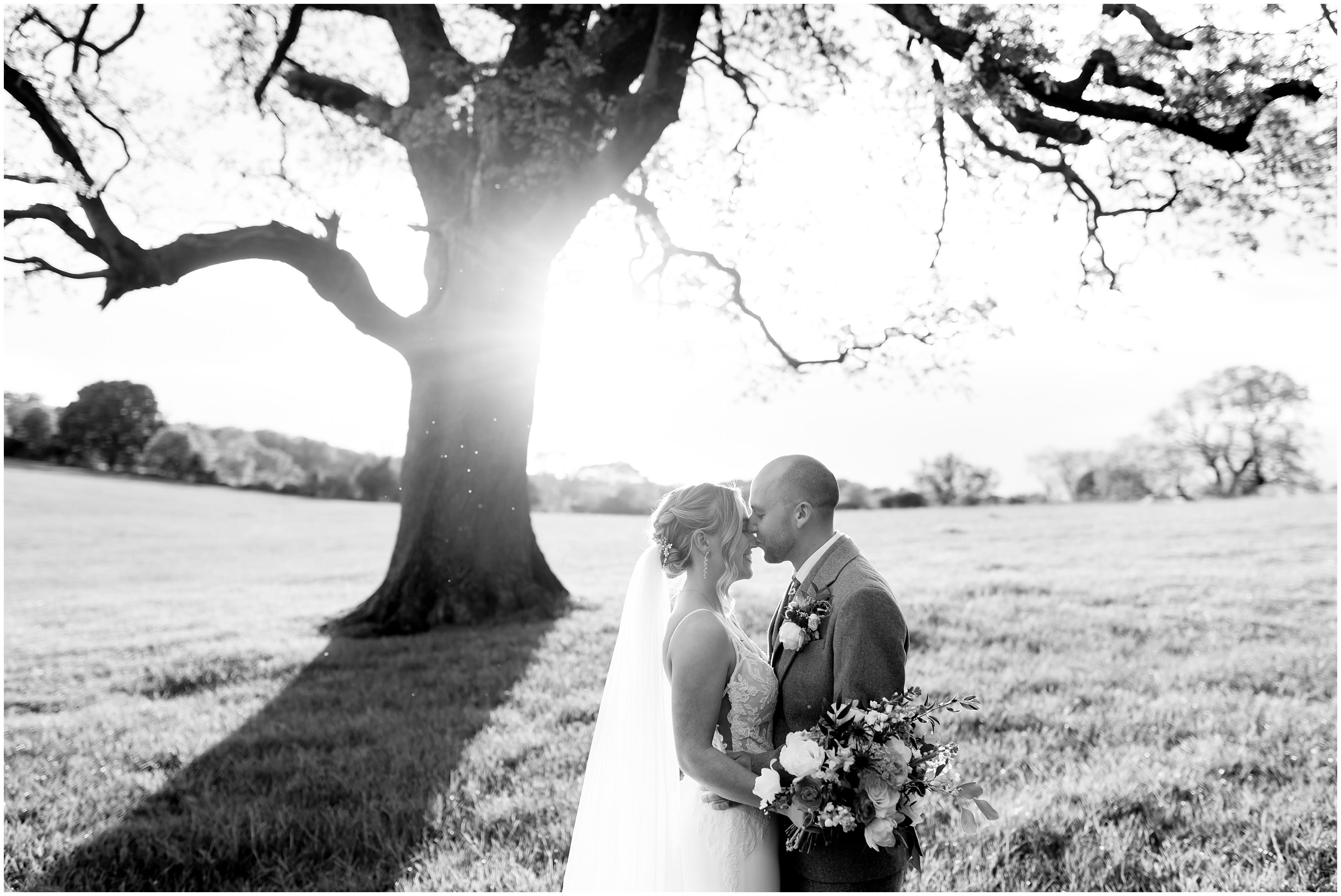 Countryside sunset wedding photos at Burley Manor