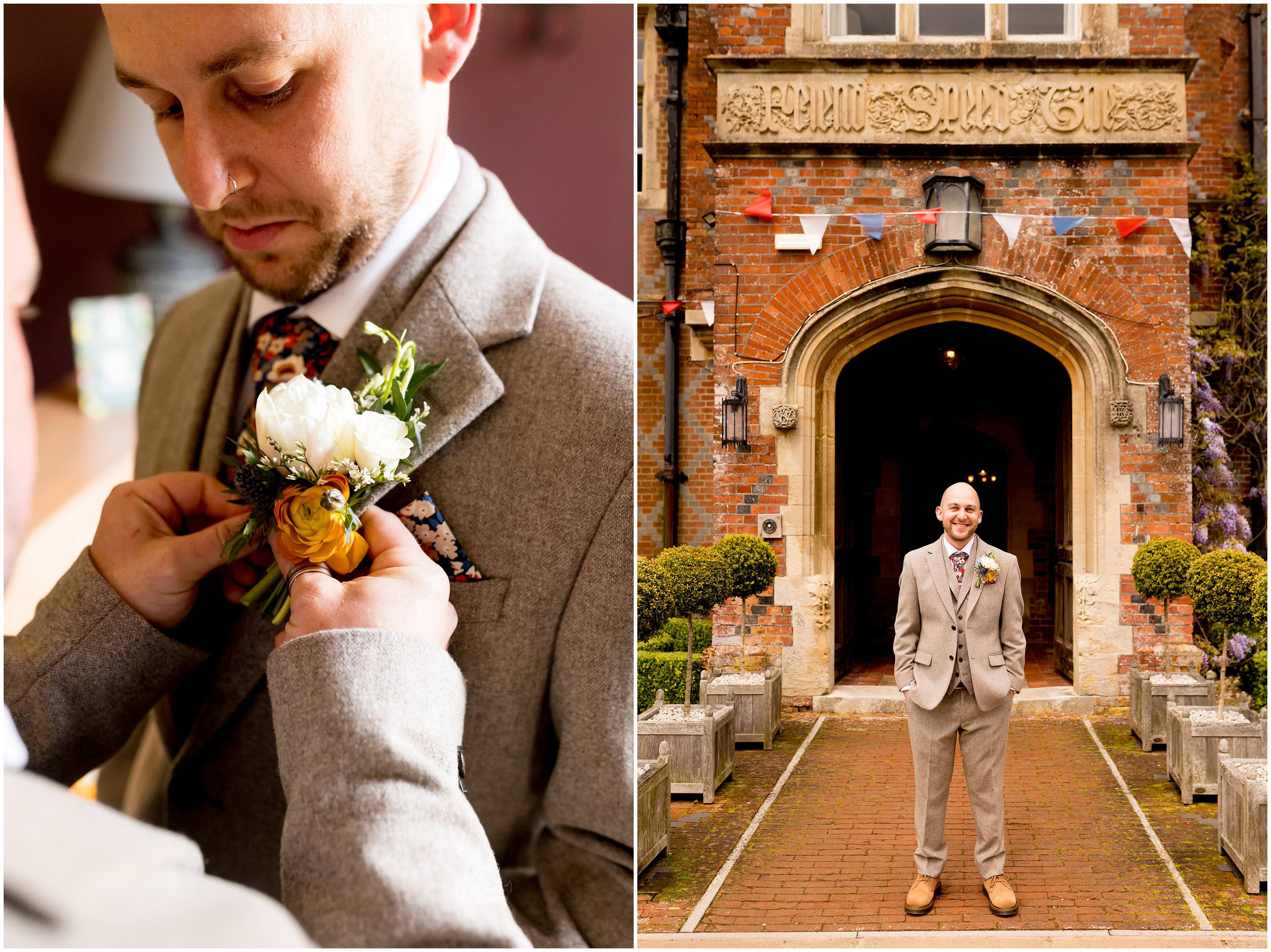 Groom buttonhole at Burley Manor