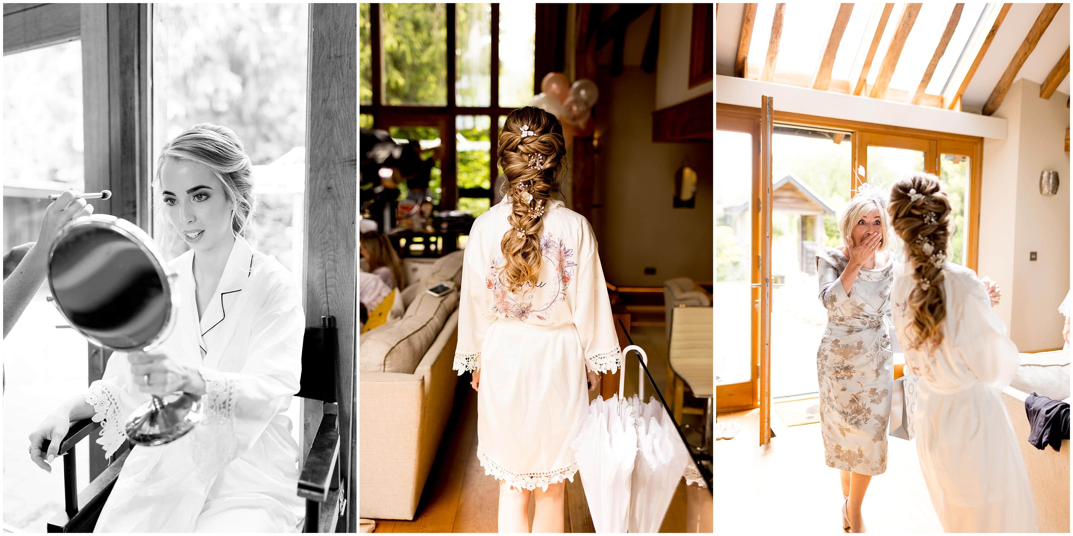Bride getting ready for wedding day at Bradgate Manor