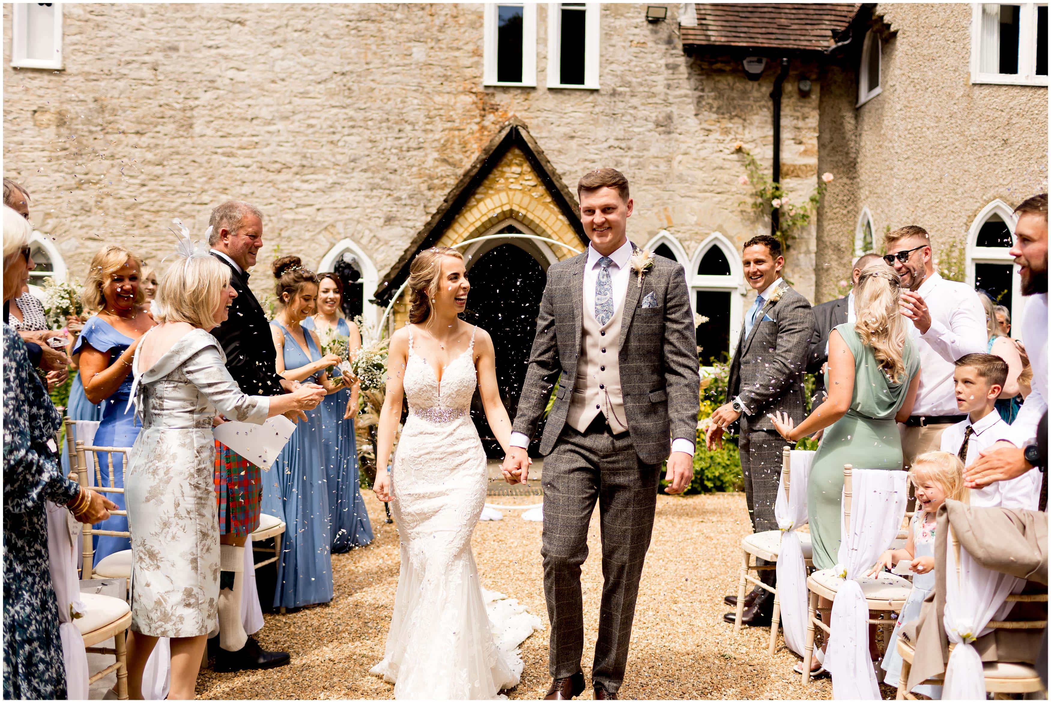 Confetti photo of newlyweds at Bradgate Manor