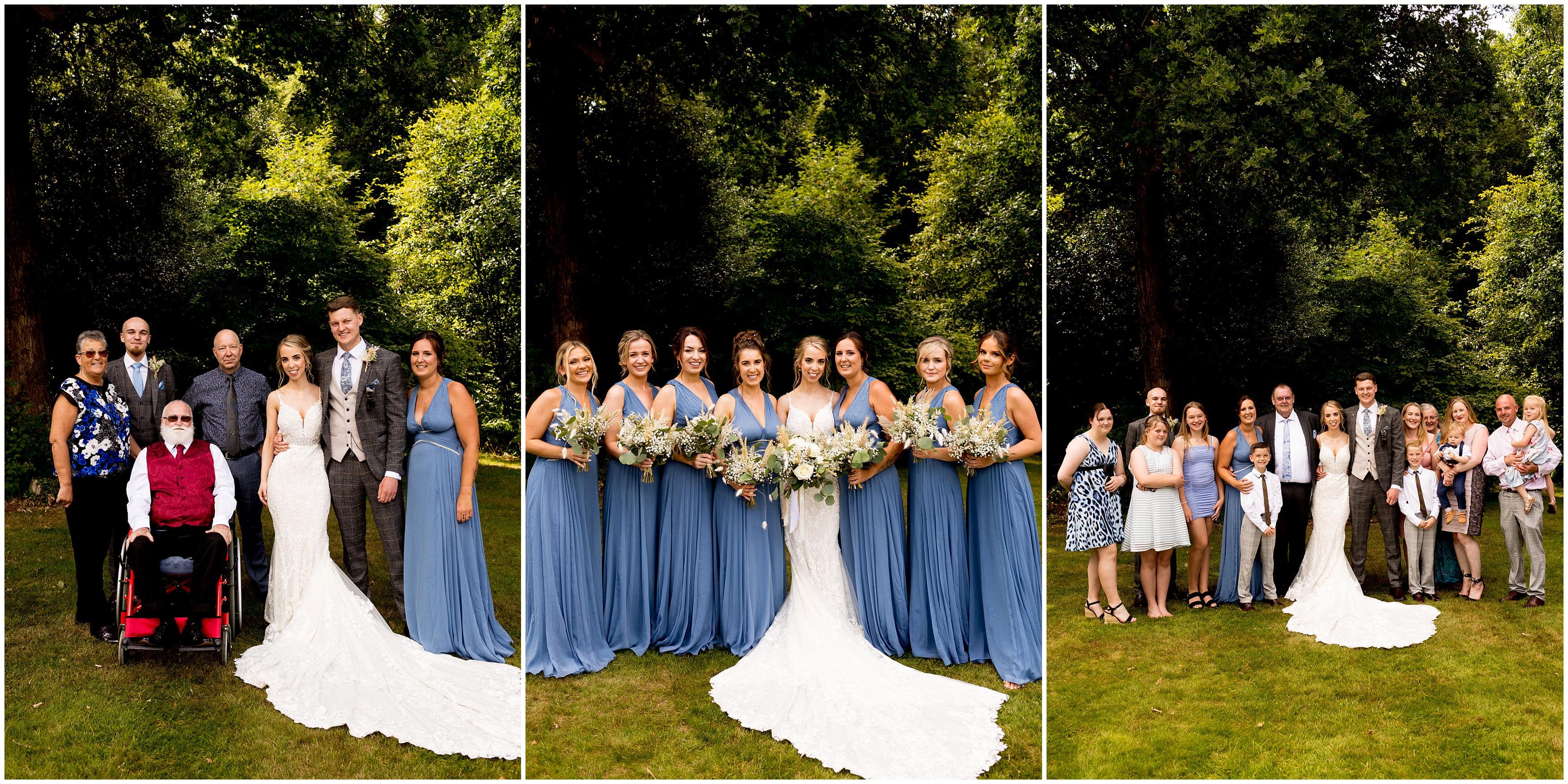 Relaxed group wedding photos at Bradgate Manor
