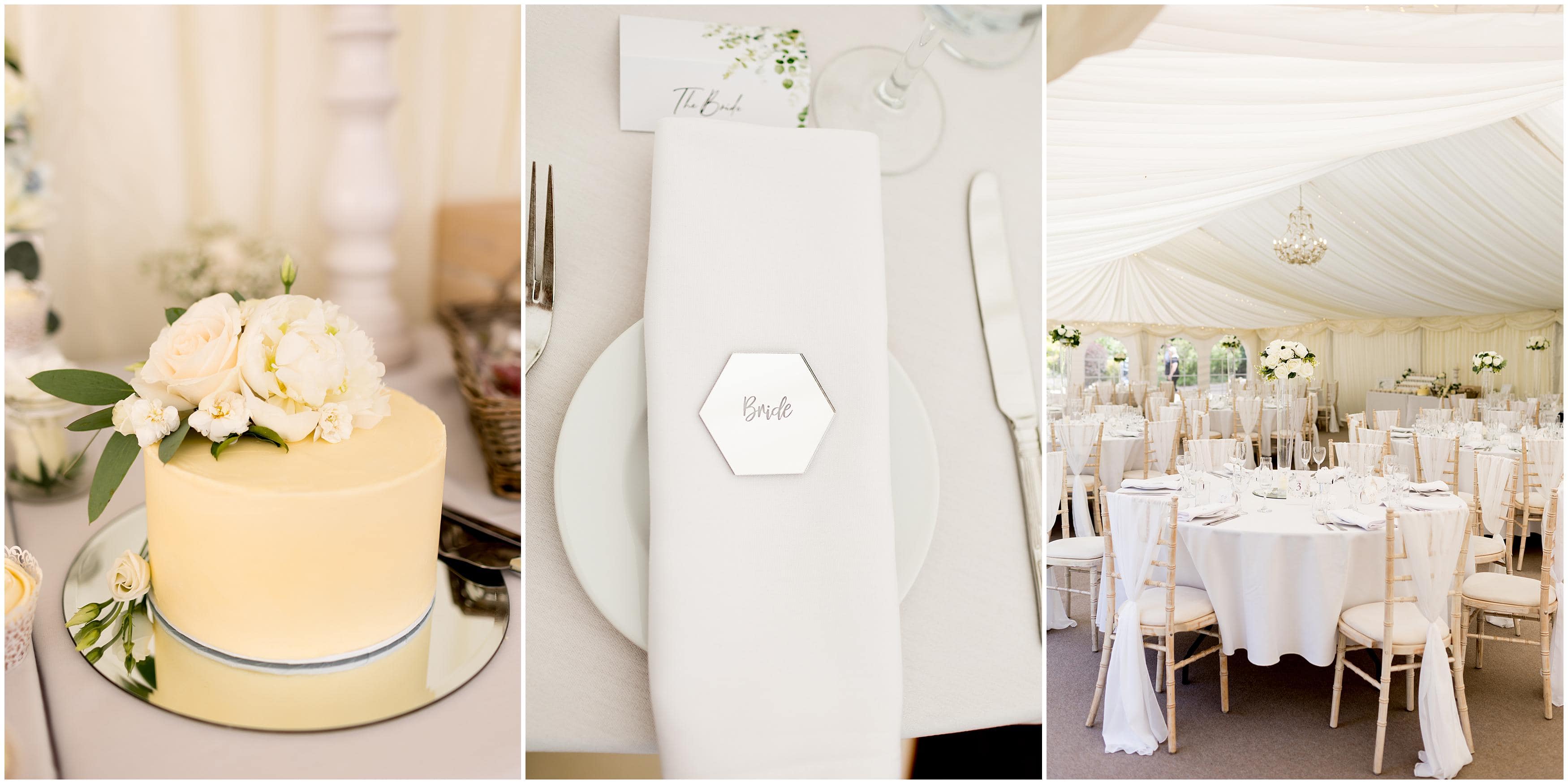 Elegant white wedding table decor