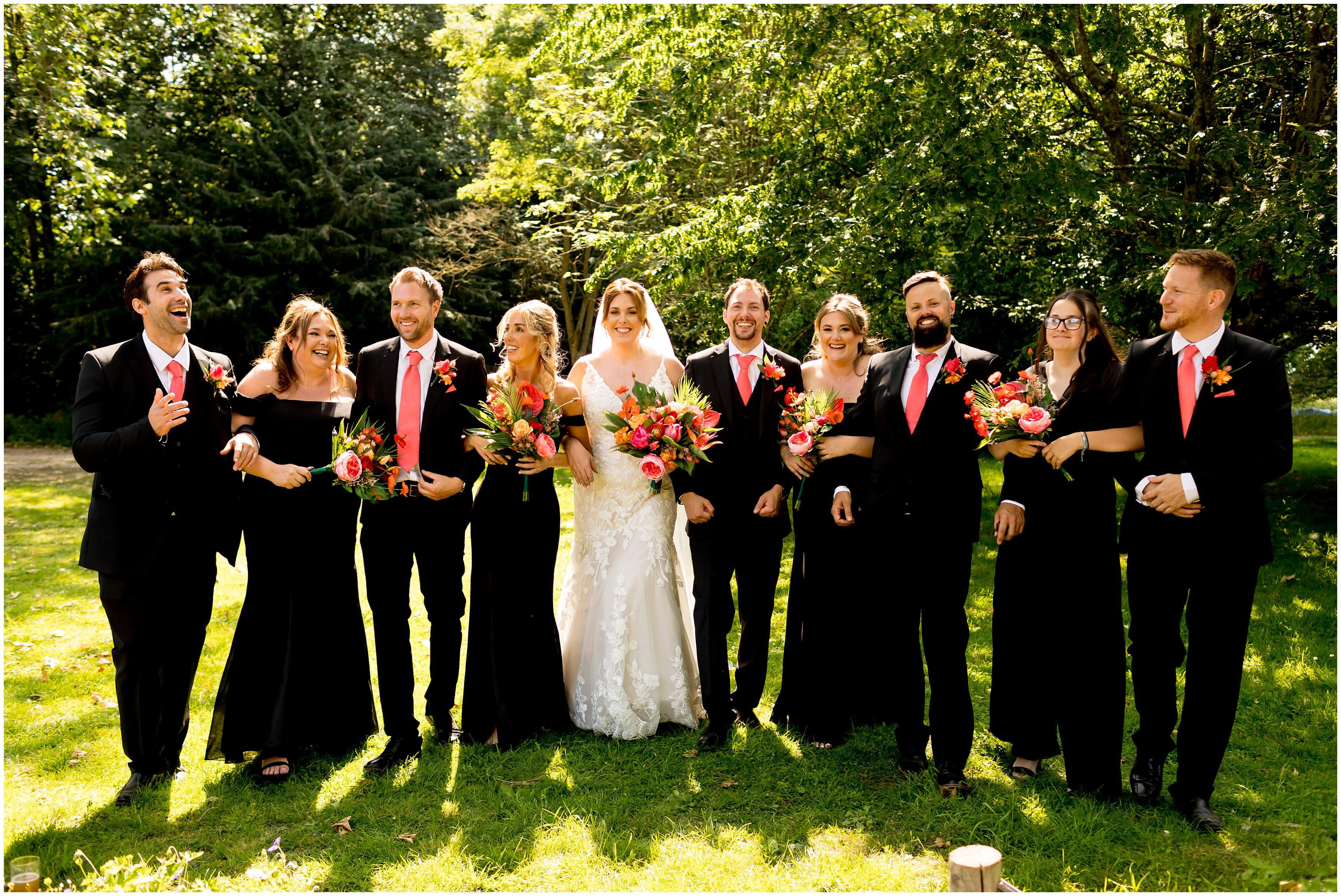 bridal party portrait at deans court in wimborne