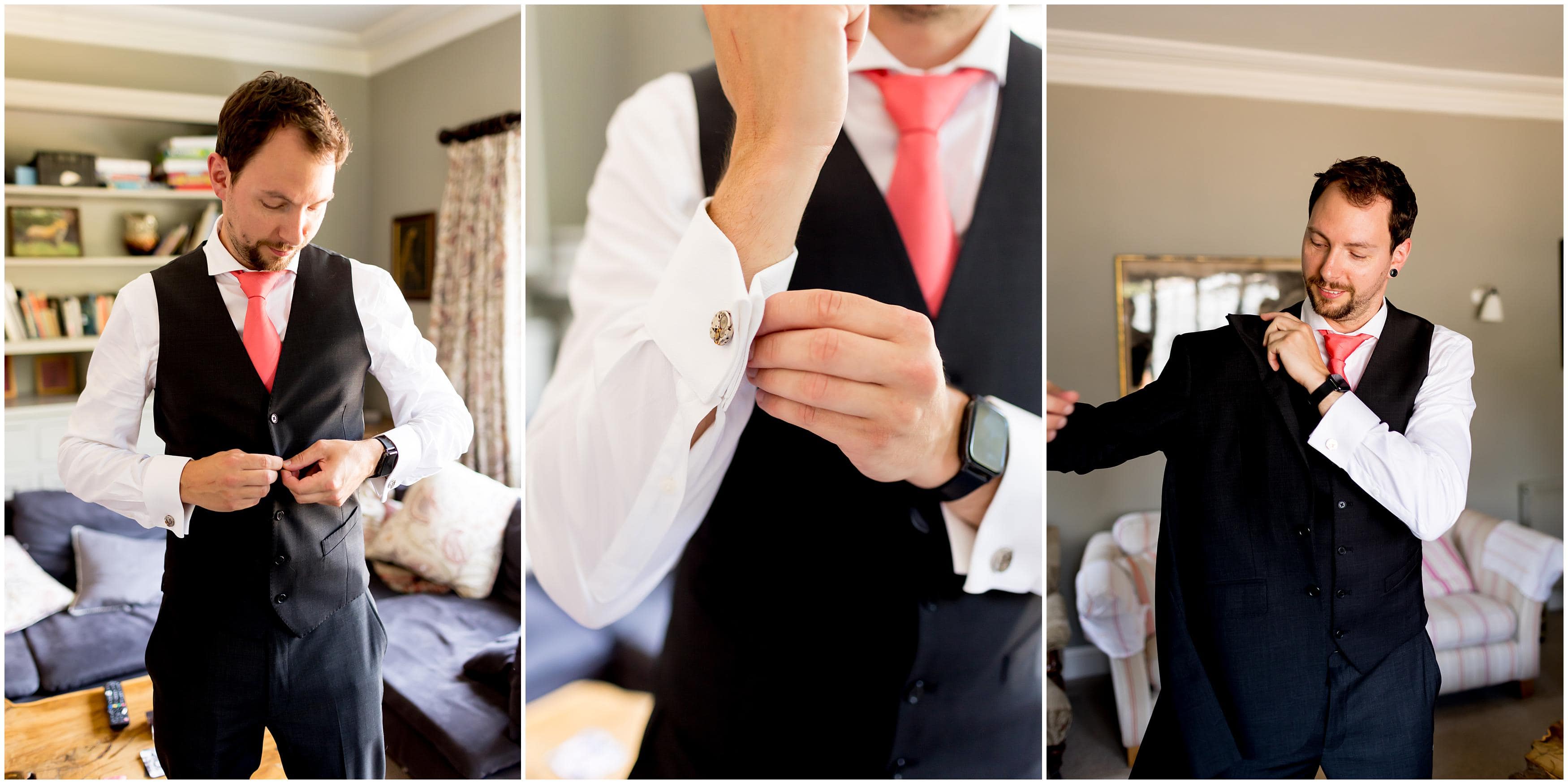 groom getting ready in the morning of the wedding